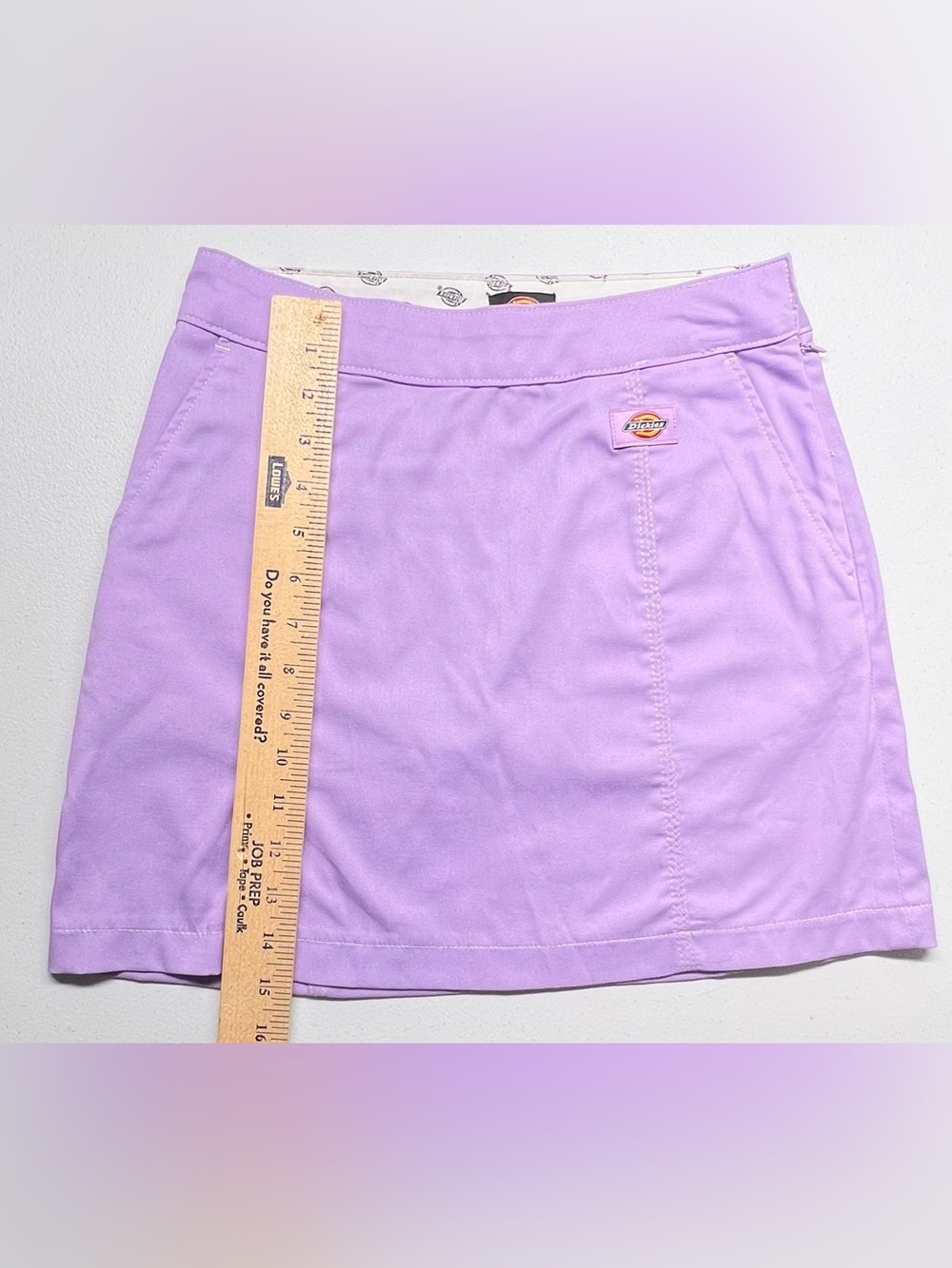 Dickies Whitford A-line Mini Skirt Lavender Women’s Size 26 side zip, pockets